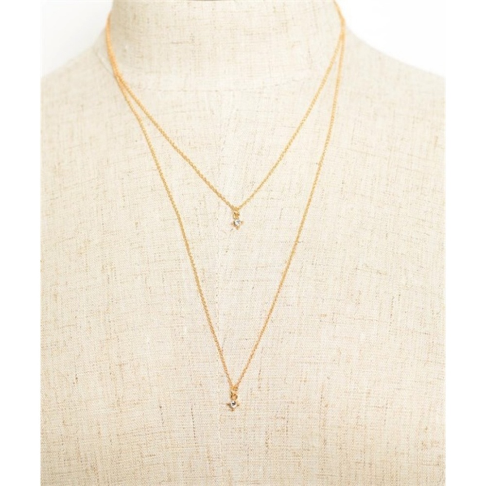RHINESTONES TWO LAYER NECKLACE in GOLD